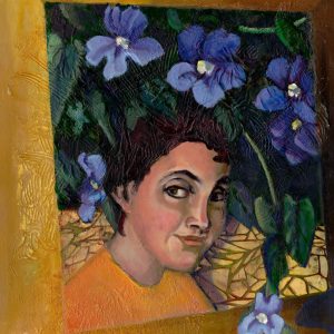 Portrait with Blue Flowers